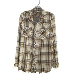 We the Free Park‎ Ranger plaid button down women's large fall boho western lace